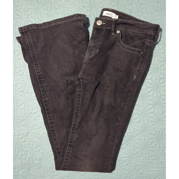 Denim - Rue 21 Jeans Womens Size 6 Black Denim Mid Rise Boot Cut Stretch Bedazzled Stars